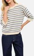 Blu Pepper Stripe Three-Quarter Sleeve Sweater