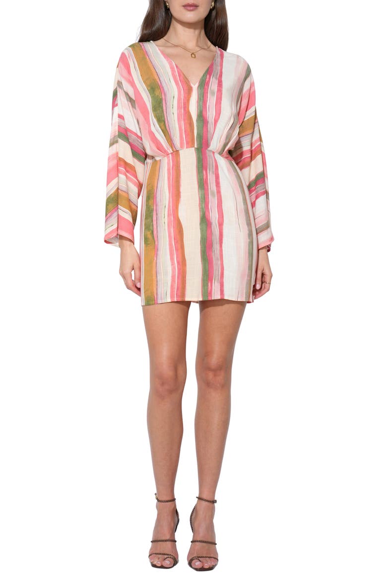 Julianna Stripe Long Sleeve Minidress, Main, color, RED/ NATURAL