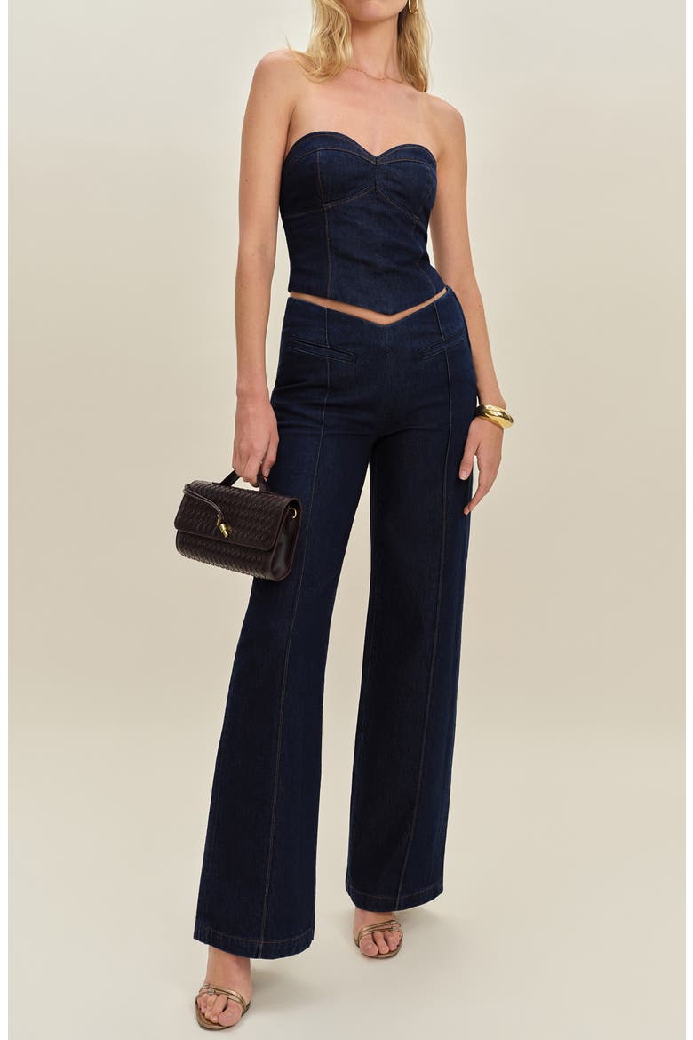 Kamila Denim Bustier Top, Alternate, color, SENECA