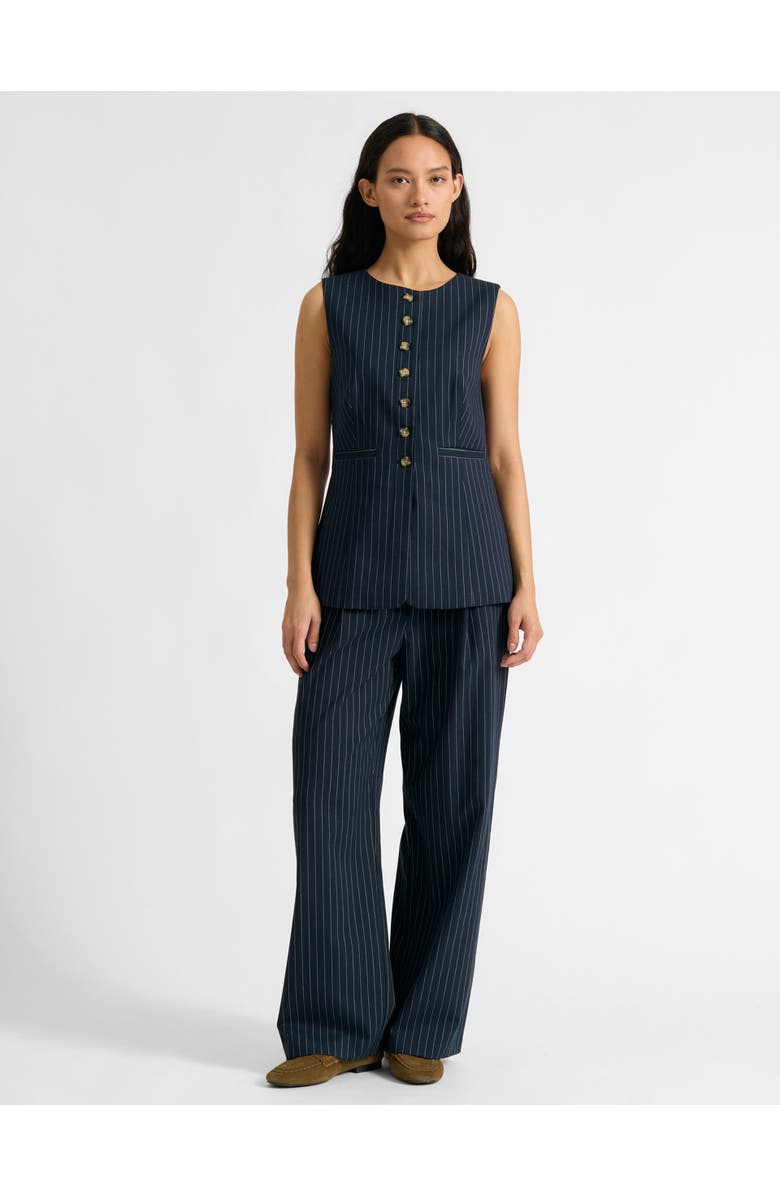 Albaray Pinstripe Waistcoat, Alternate, color, Navy