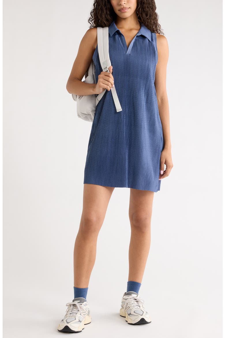 Pleated Mesh Dress, Alternate, color, BLUE VINTAGE