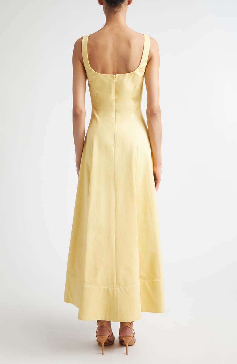 Lela Rose Peony Embroidered Appliqué Stretch Sateen Dress, Alternate, color, Butter/Yellow