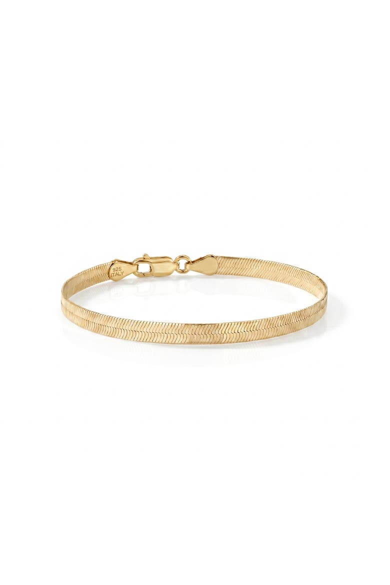 Italian Herringbone Sterling Chain Bracelet, Main, color, Gold