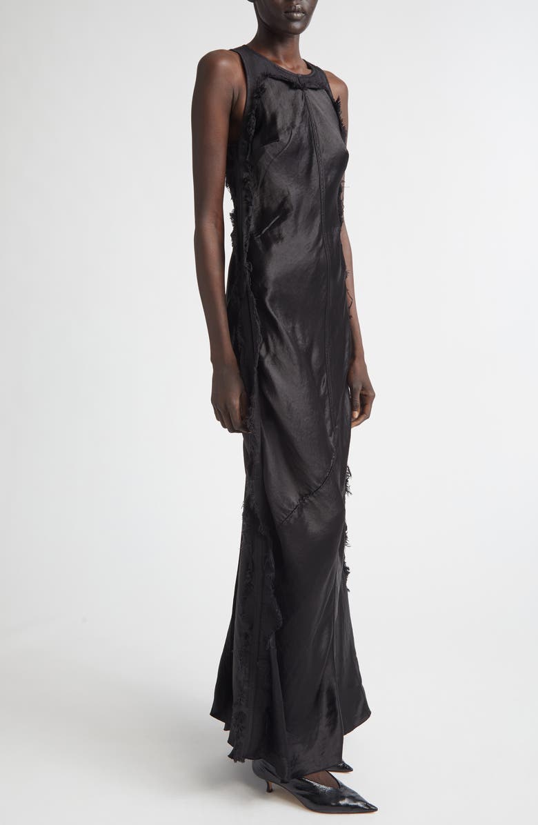 Haikure Toto Fringe Satin Dress, Alternate, color, Carbon