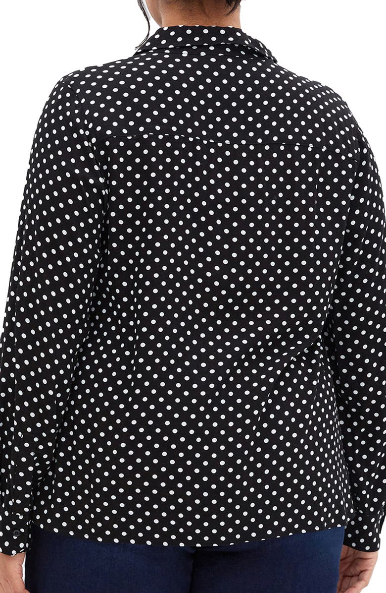City Chic Hesper Polka Dot Button-Up Shirt, Alternate, color, 