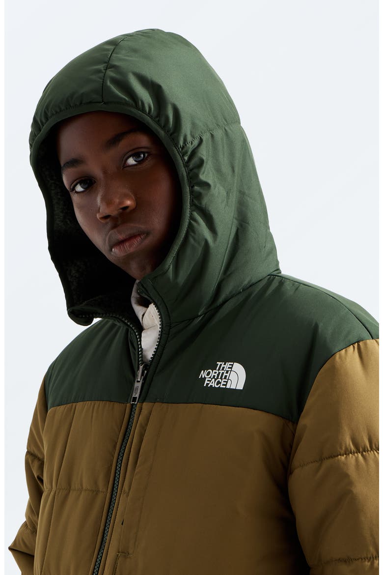 Kids' Shasta Water Repellent Reversible Hooded Jacket, Alternate, color, CARAWAY SEED/ BOTTLE GREEN