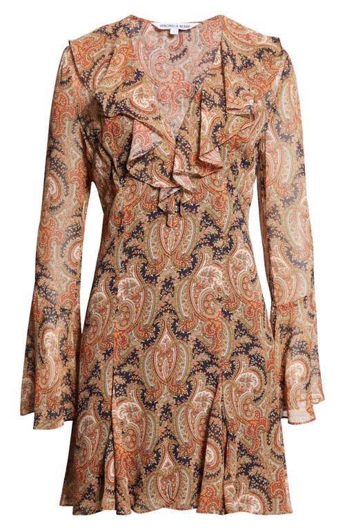 Veronica Beard Adrienne Long Sleeve Silk Dress In Gold