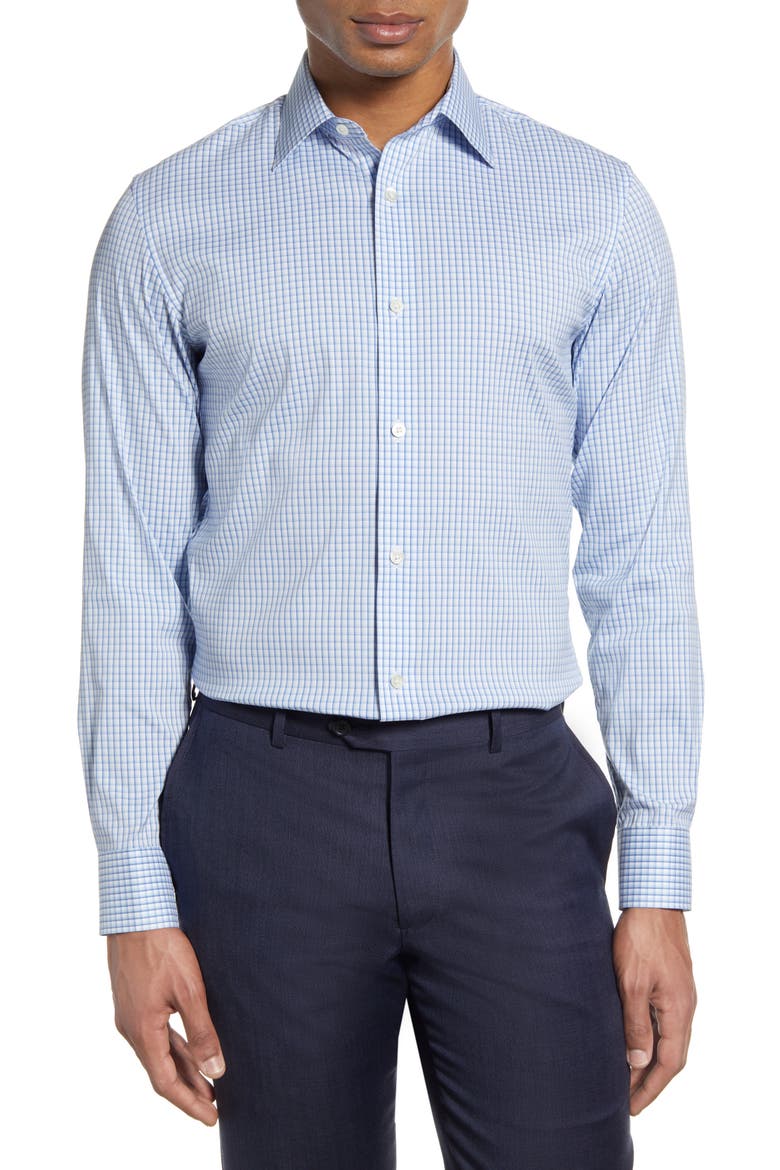 Slim Fit Check Dress Shirt, Main, color, PRESTWOOD PLAID VENTANA BLUE