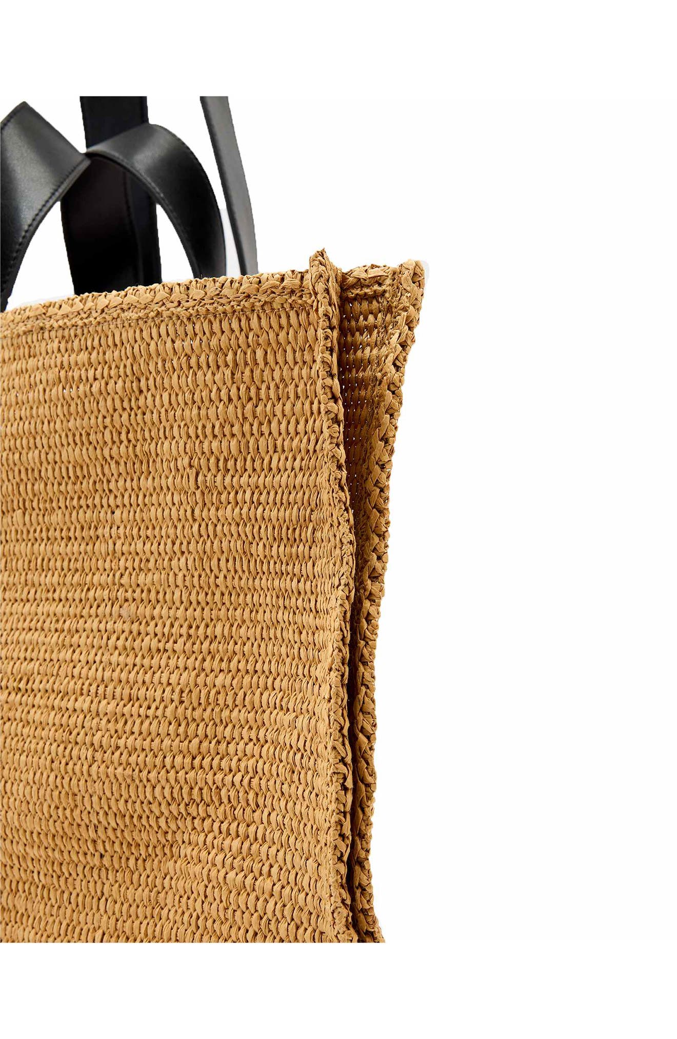 AllSaints Lutece Paper Straw Tote, Alternate, color, Biscuit Brown
