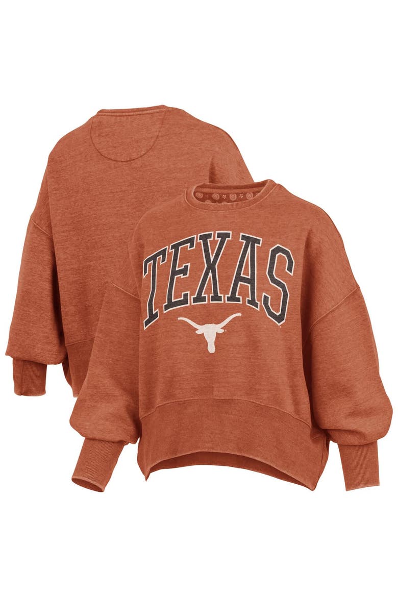 Women's Pressbox Texas Orange Texas Longhorns Oversized Waist-Length Crewneck Sweatshirt, Alternate, color, Burnt Orange