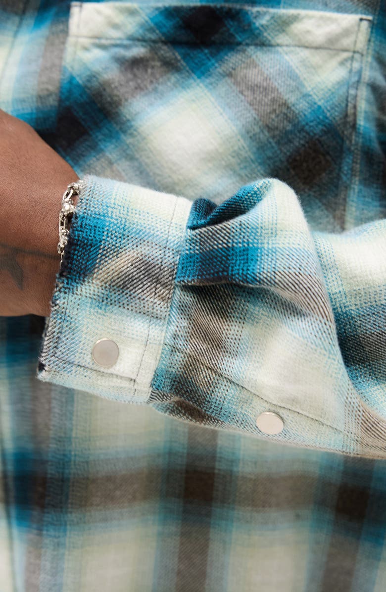 Represent Sun Bleached Cotton Flannel Button-Up Shirt, Alternate, color, Cloud