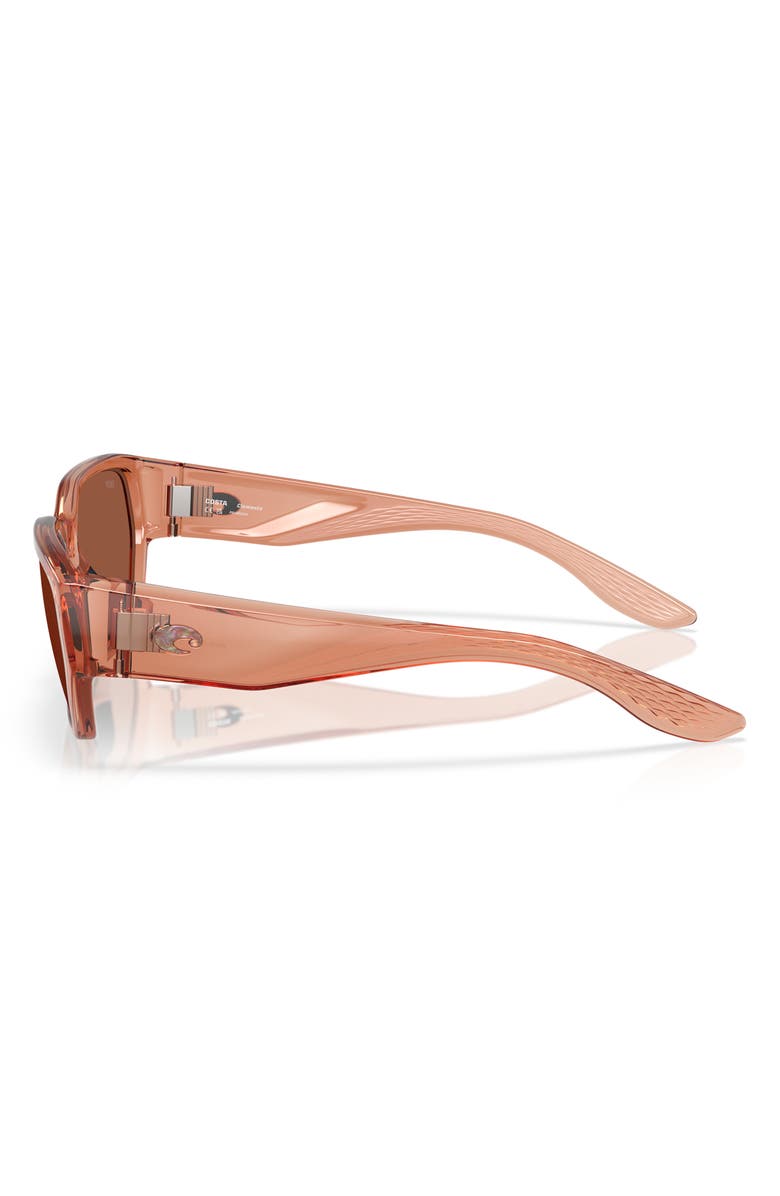 Costa Del Mar Clemente 58mm Polarized Rectangular Sunglasses, Alternate, color, Pink Sands/ Copper 580P