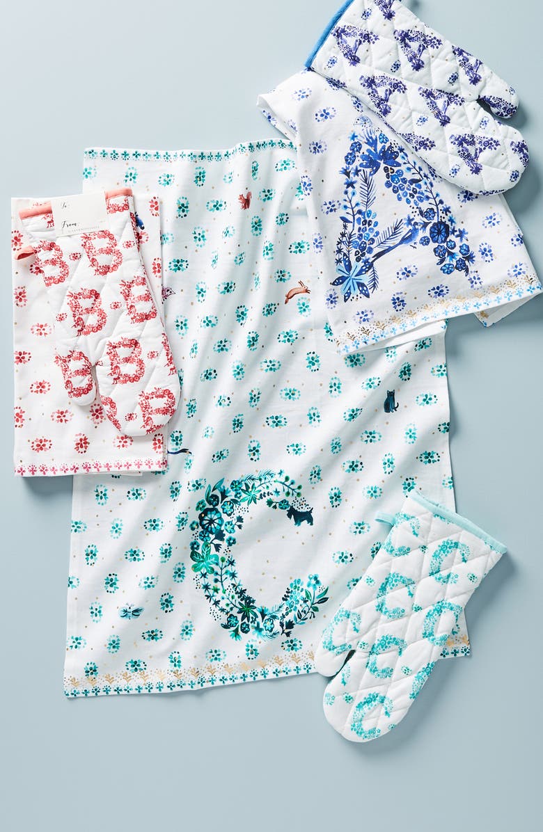 Anthropologie Home Anthropologie Et Vous Monogram Dishtowel & Oven Mitt, Alternate, color,