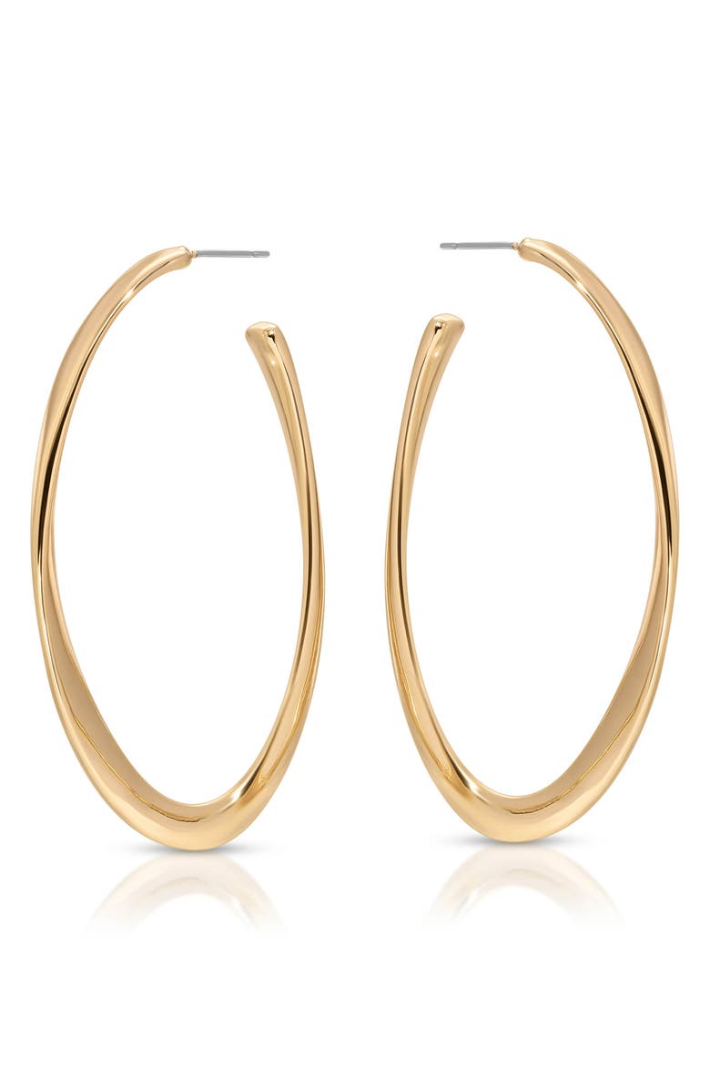 Ettika Elongated Oval Hoop Earrings, Alternate, color, Gold
