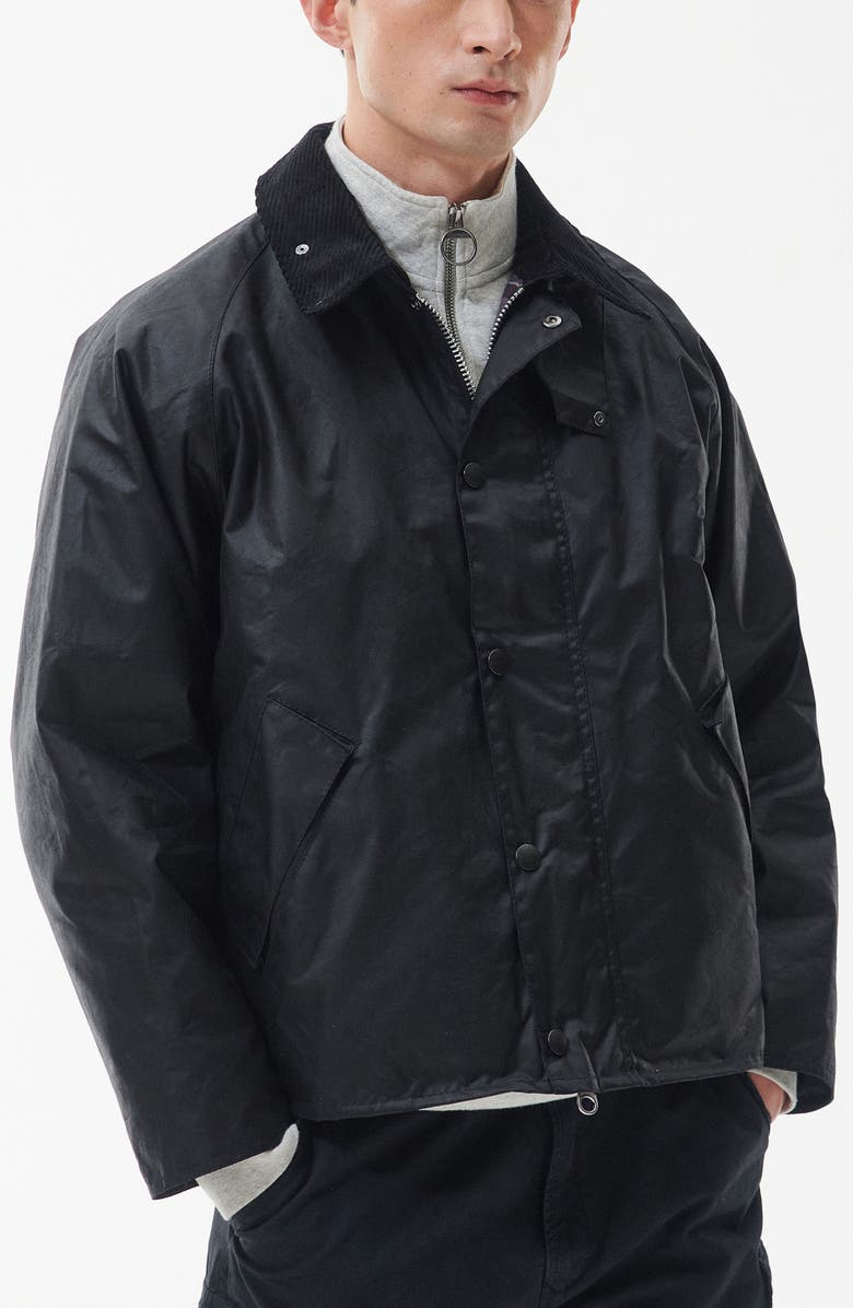Barbour Transport Wax Jacket, Main, color, Black