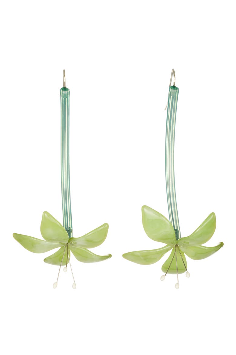 Curiosity Flower Drop Earrings, Main, color, MINT