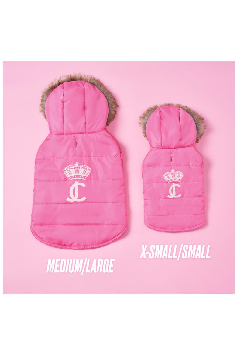 Faux Fur Hooded Pet Coat, Alternate, color, HOT PINK