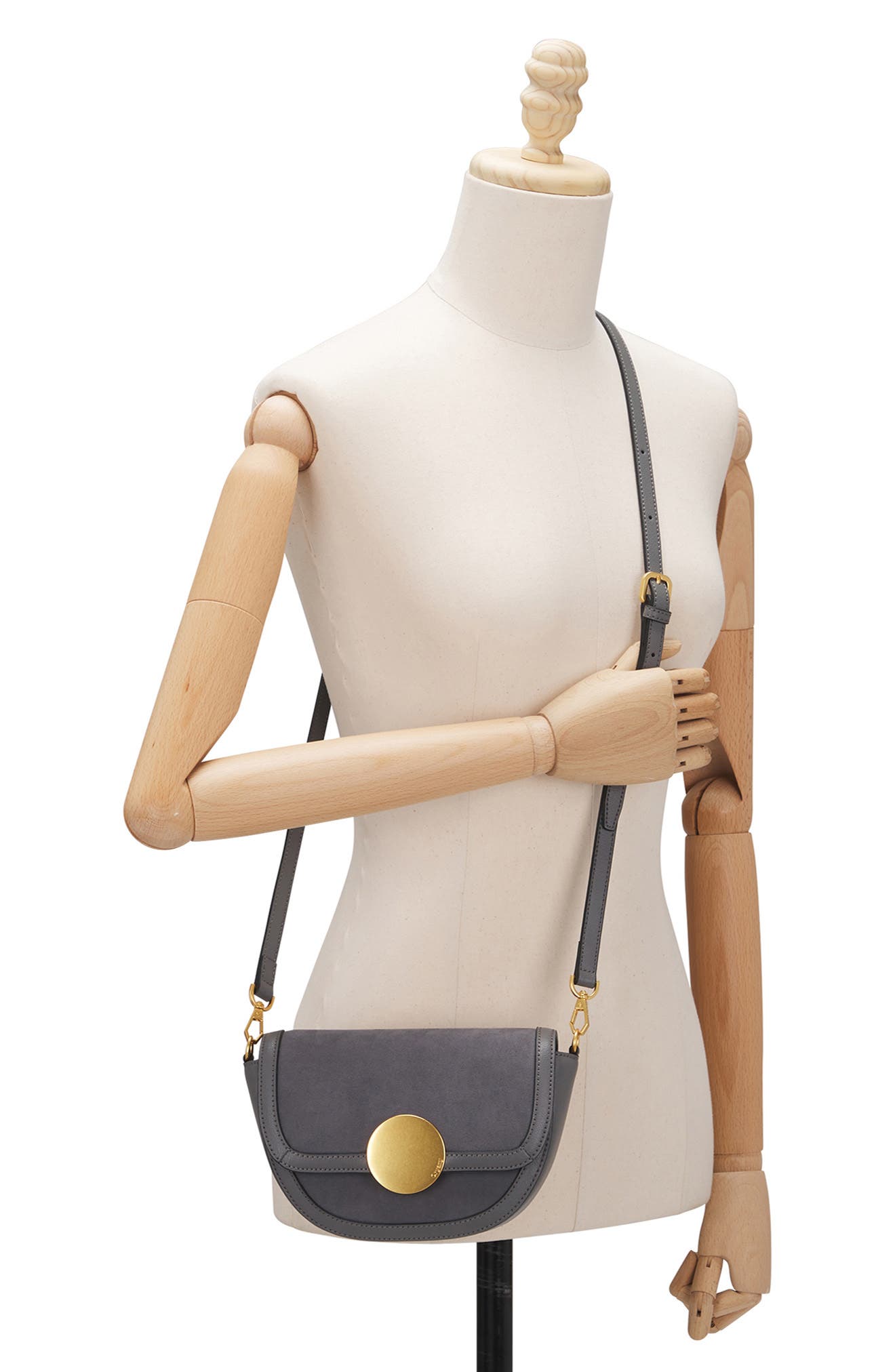 Oryany Lottie Suede & Leather Crossbody Saddle Bag, Alternate, color, 