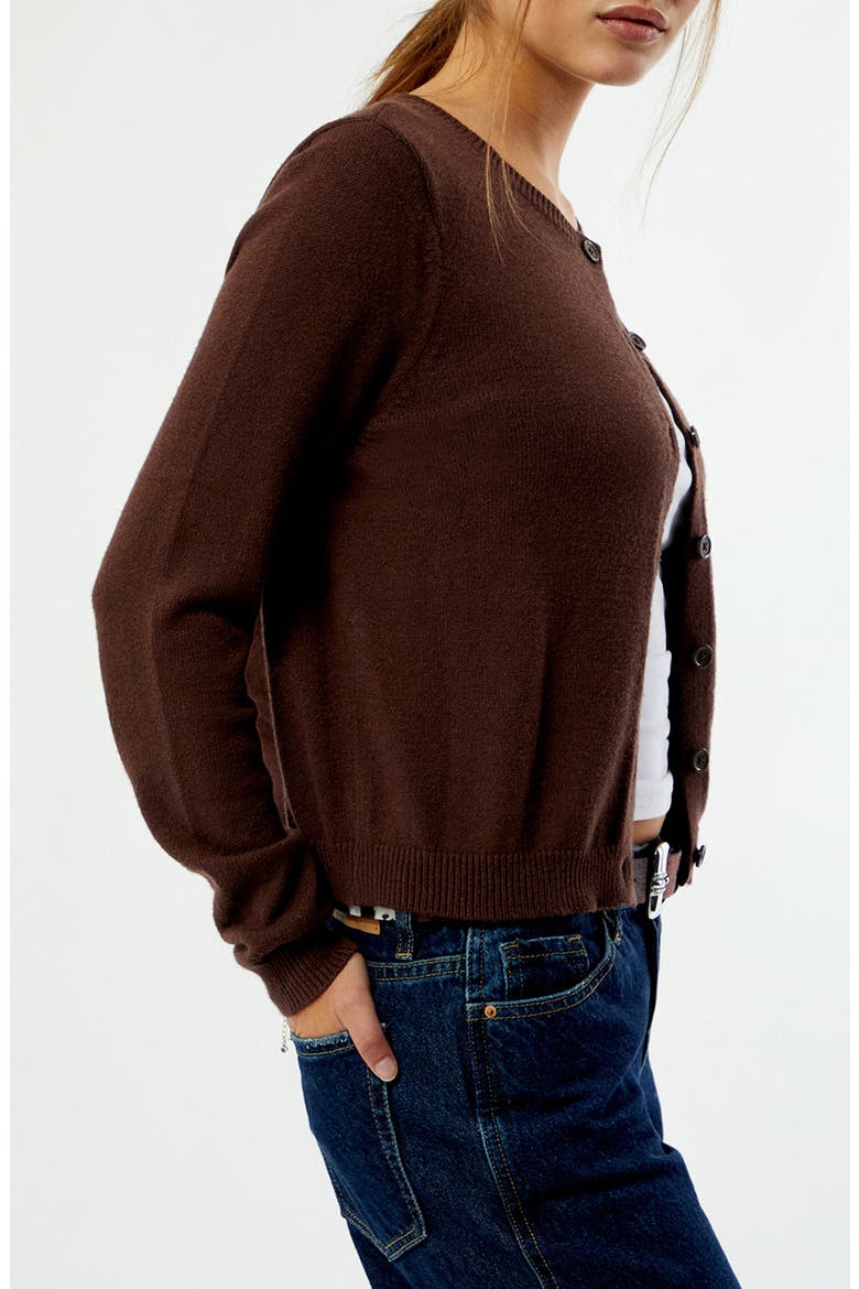 Marley Button Front Cardigan, Alternate, color, BROWN