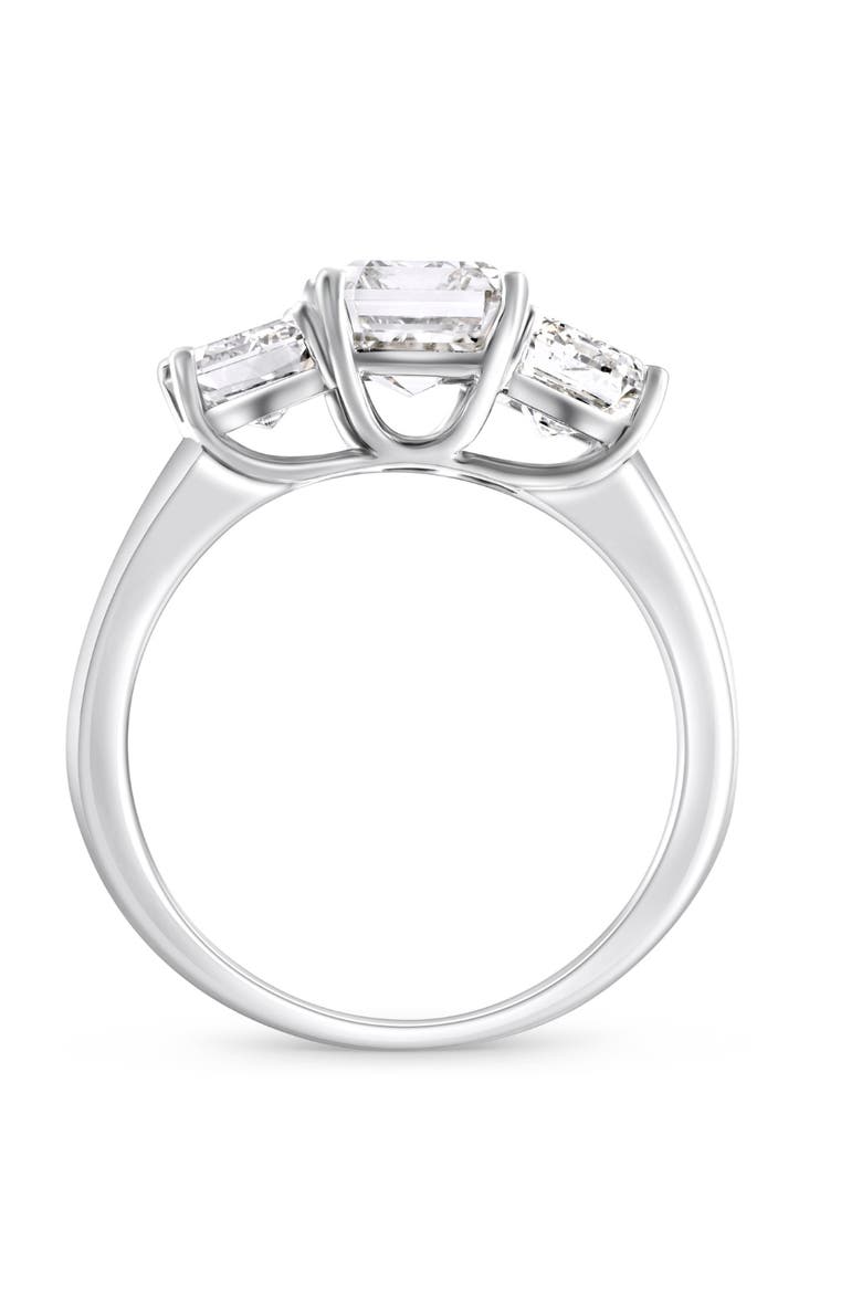 3.55Ct TW Emerald Cut Three Stone Engagement Ring 14k Gold Lab Grown, Alternate, color, 14k White Gold