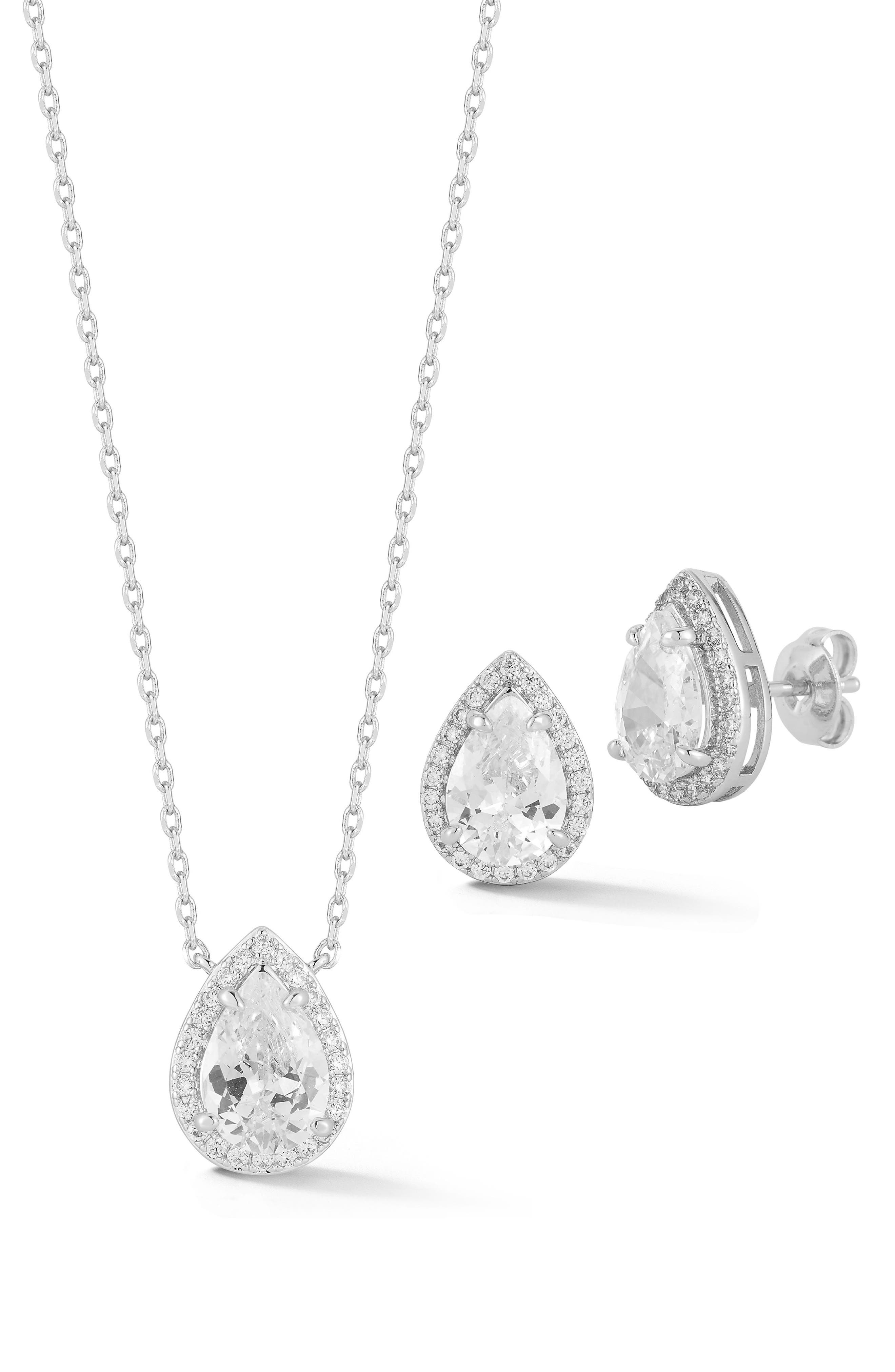 Pear Cubic Zirconia Necklace & Earrings Set