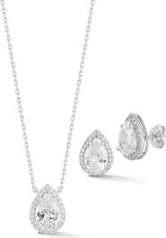 GLAZE JEWELRY Pear Cubic Zirconia Necklace & Earrings Set