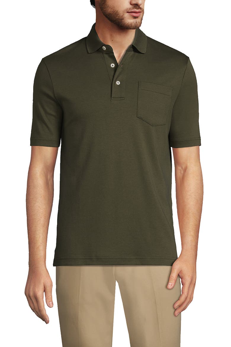 Short Sleeve Cotton Supima Polo Shirt with Pocket, Main, color, Forest Moss