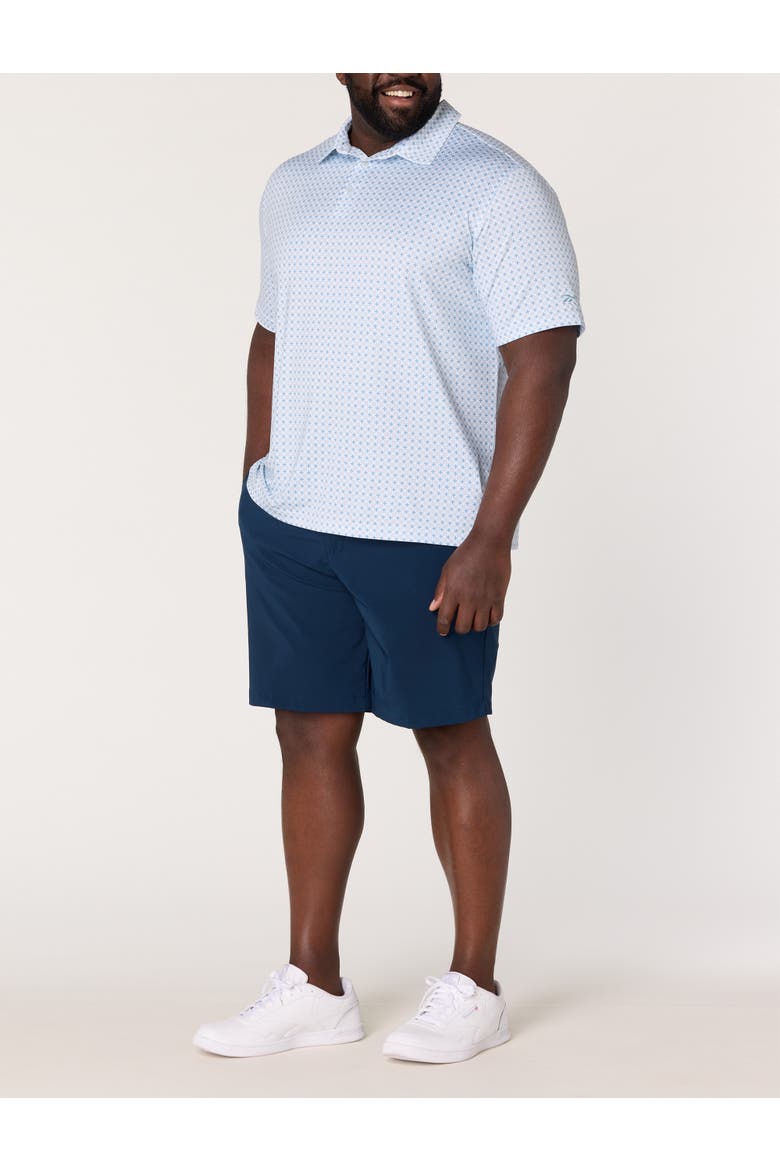 Big & Tall Mini Geometric Print Performance Polo Shirt, Alternate, color, ICE BLUE