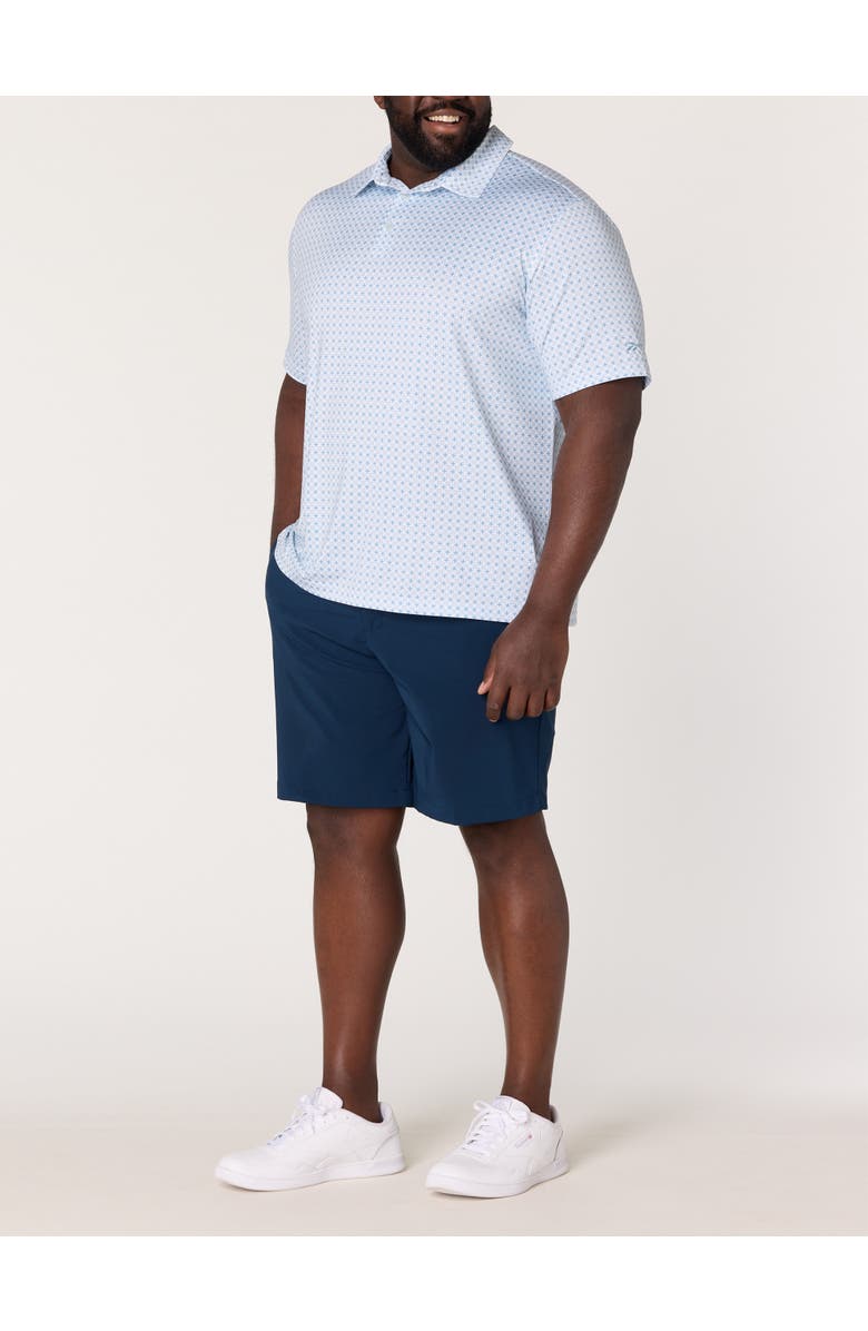 Reebok Big & Tall Mini Geometric Print Performance Polo Shirt, Alternate, color, Ice Blue