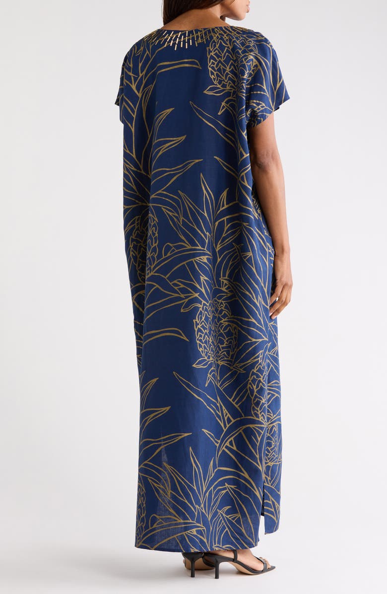 Tori Richard Pineapple Isle Amari Caftan, Alternate, color, Navy