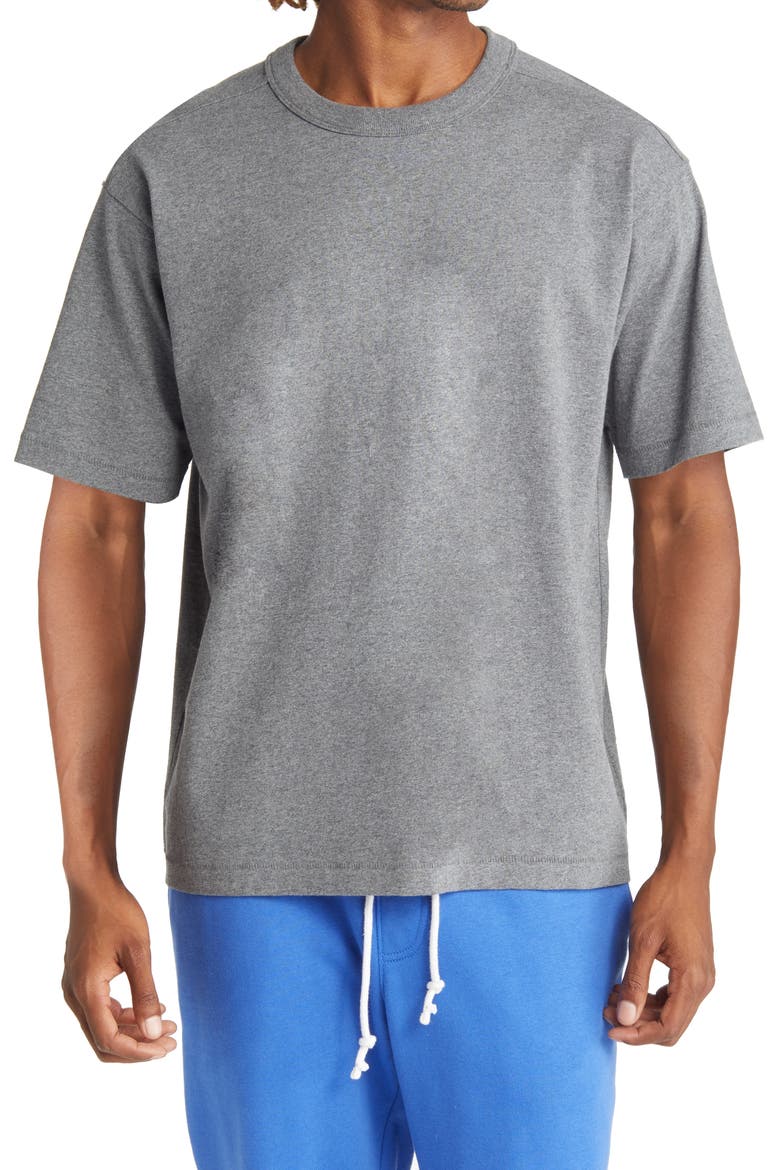 Solid Cotton Crewneck T-Shirt, Main, color, GREY DARK HEATHER