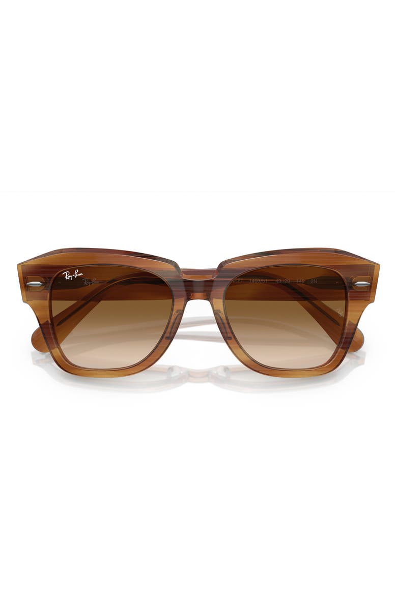 Ray-Ban State Street 49mm Gradient Square Sunglasses, Alternate, color, Striped Brown