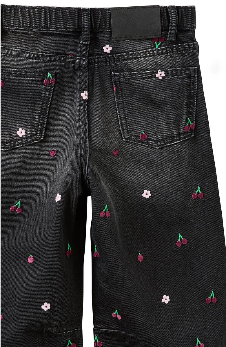 Cotton On Kids Kid's Unisex Barrel Leg Denim Jean, Alternate, color, Balmoral Black Embroidered
