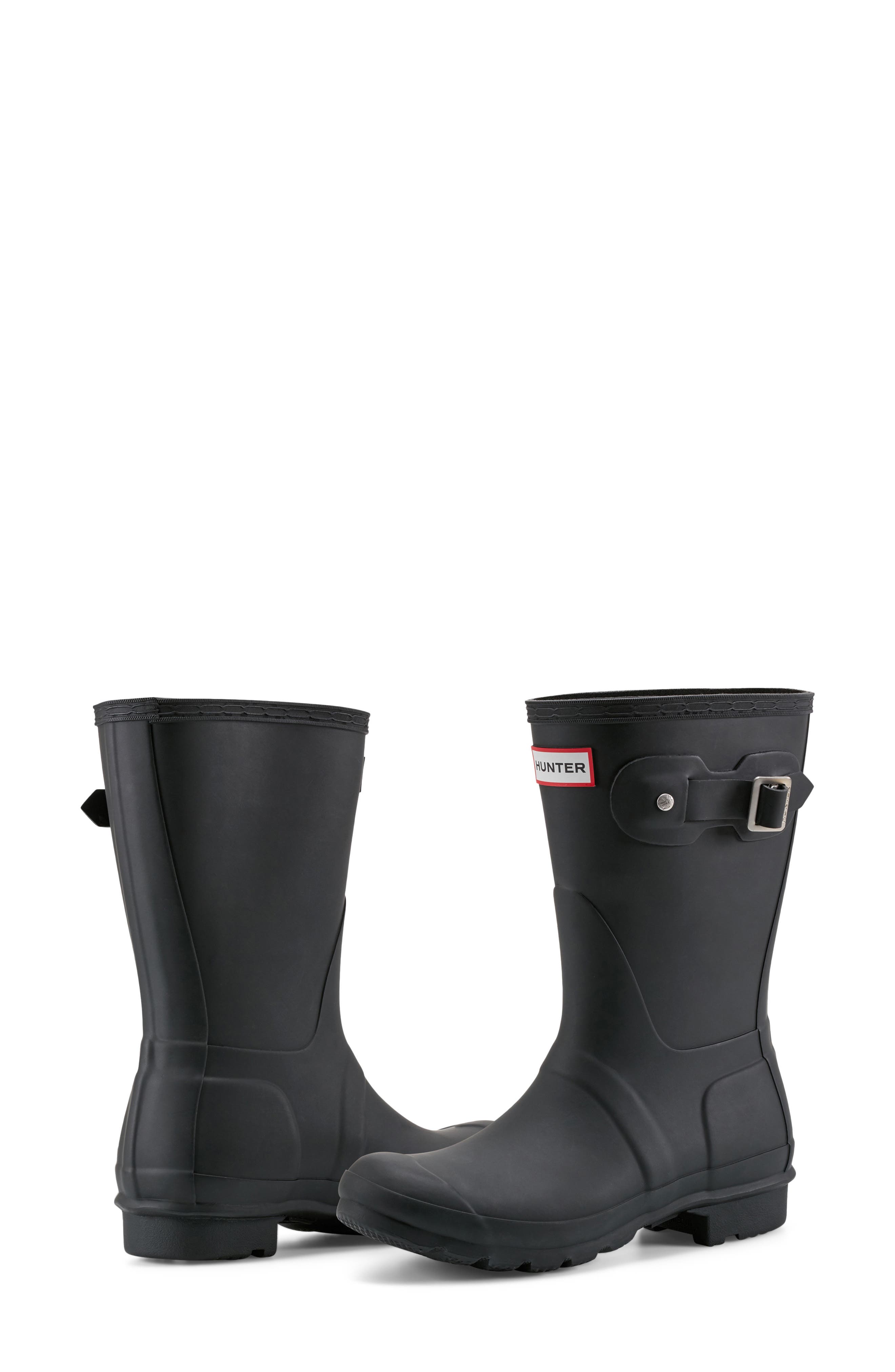Hunter Original Short Waterproof Rain Boot, Alternate, color, Black