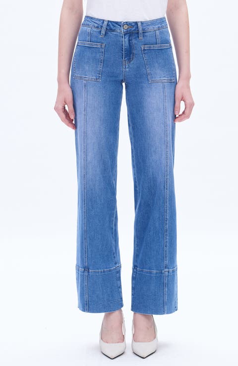 Katia Patch Pocket Wide Leg Jeans (Starlight)