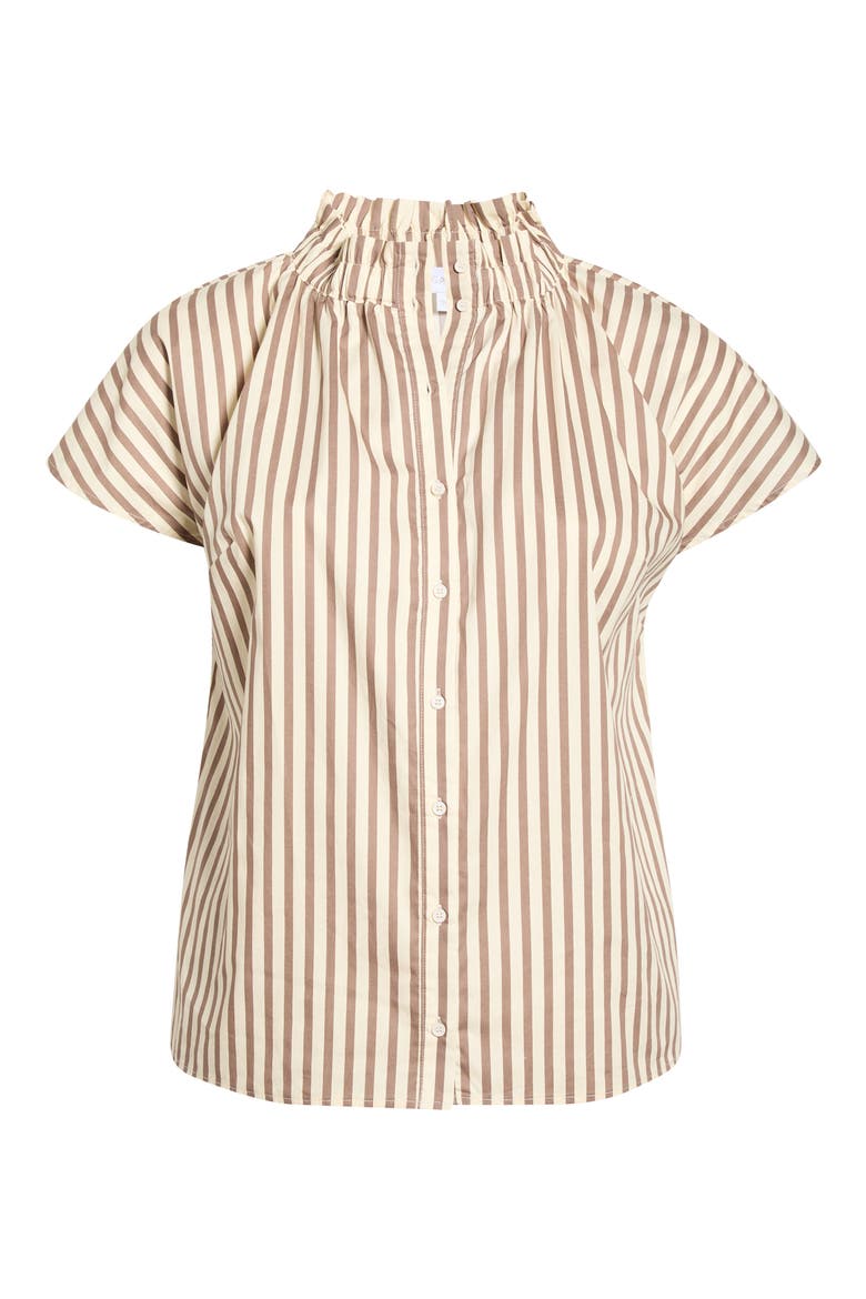 Patma Ruffle Stripe Shirt, Alternate, color, BROWN-CREAM