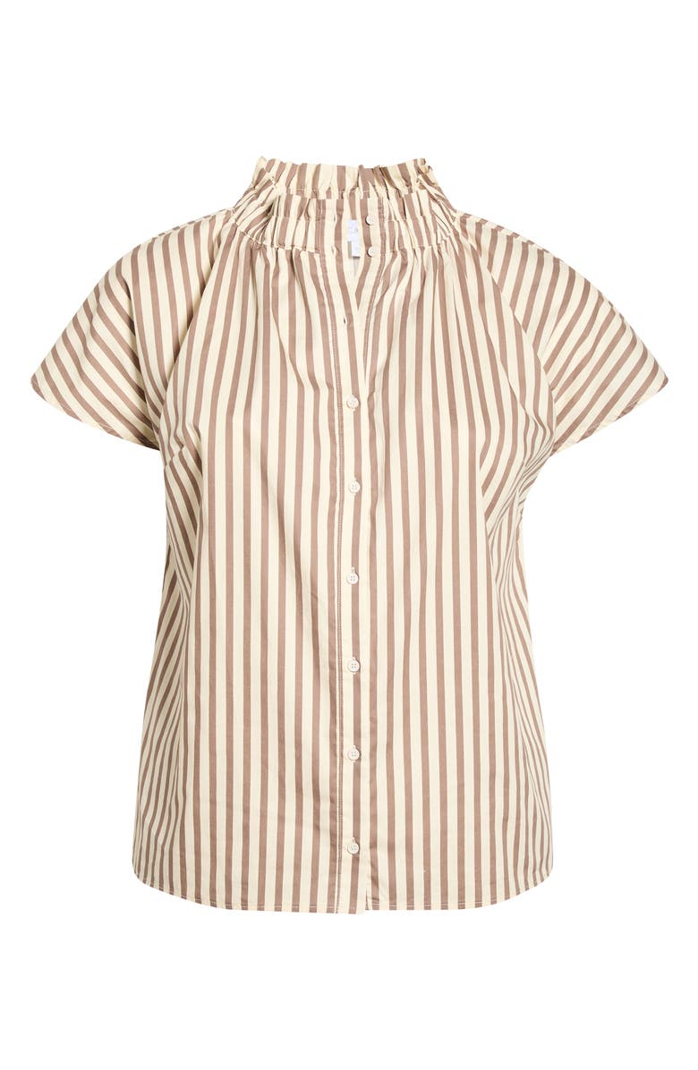 SUGARLIPS Patma Ruffle Stripe Shirt, Main, color, Brown-Cream