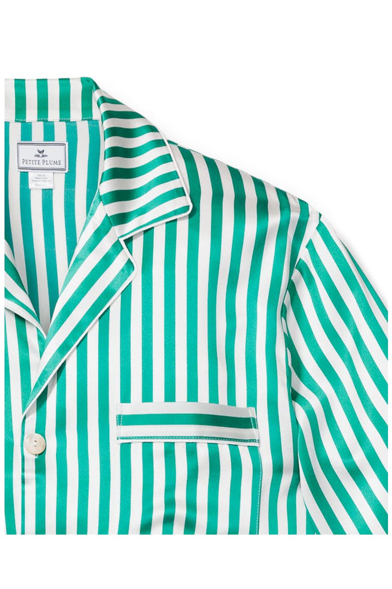 Stripe Mulberry Silk Pajama Set, Alternate, color, GREEN