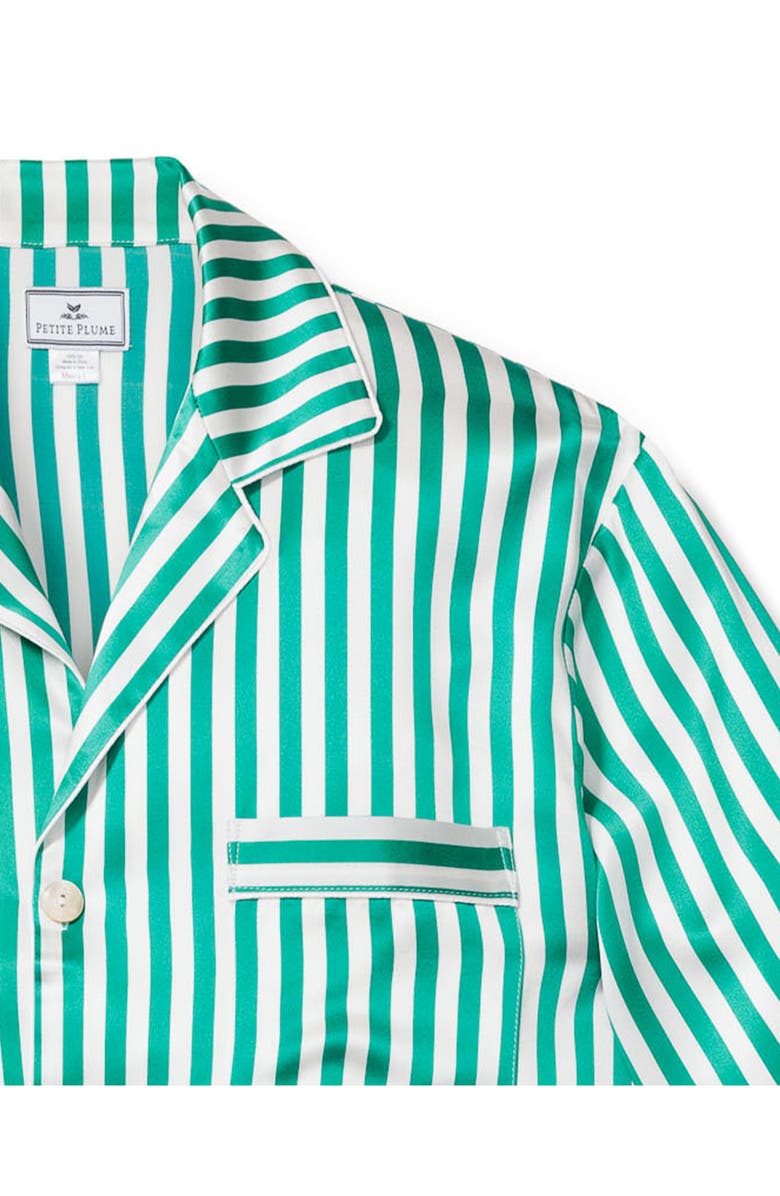 Petite Plume Stripe Mulberry Silk Pajamas, Alternate, color, Green