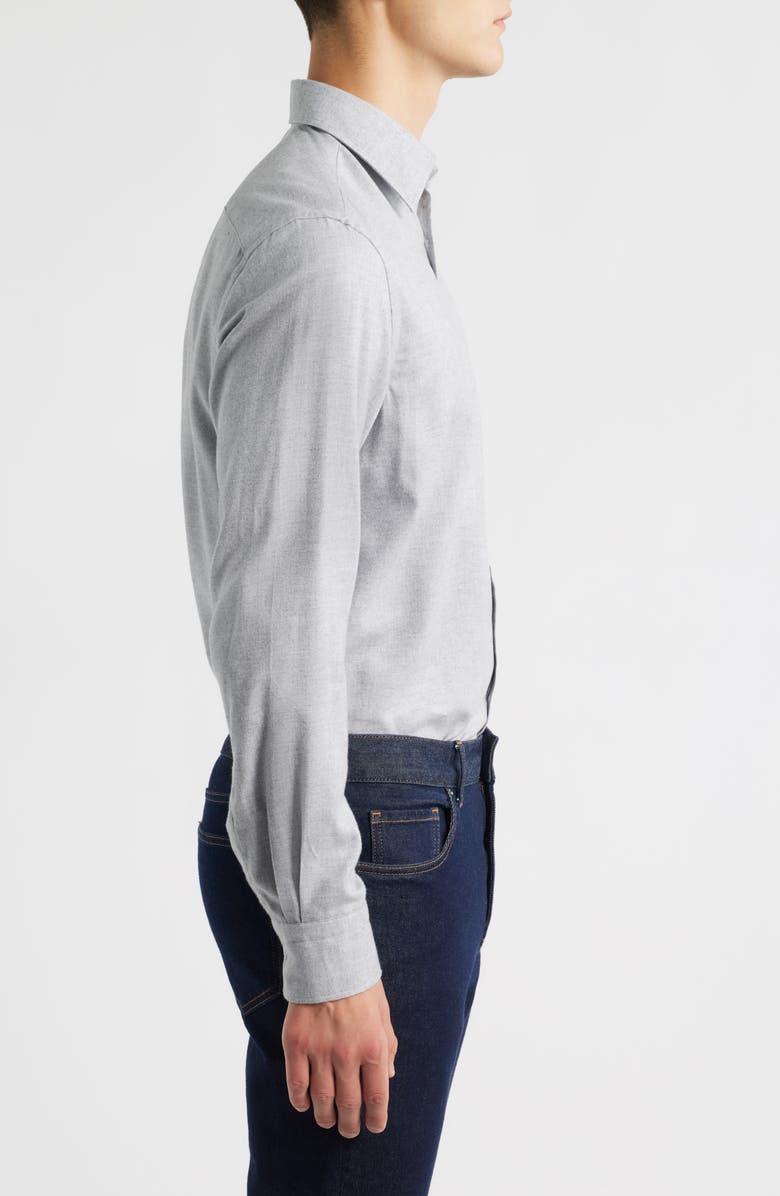 Canali Chevron Regular Fit Dress Shirt, Alternate, color, Light Grey