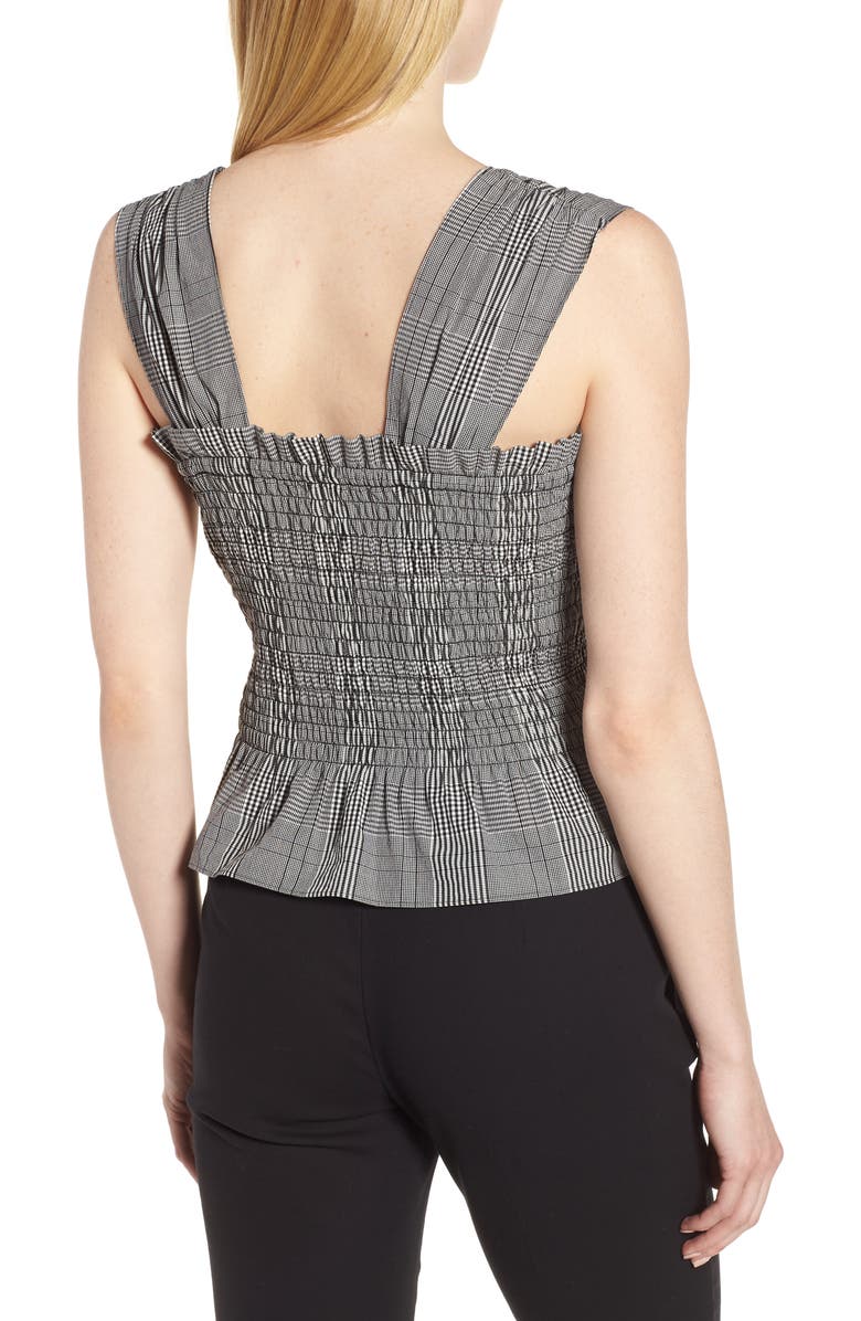 Lewit Smocked Check Cotton Poplin Top, Alternate, color,