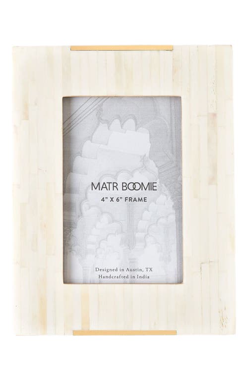 Matr Boomie Mukhendu Picture Frame - Carved Bone, Brass Accent in White 