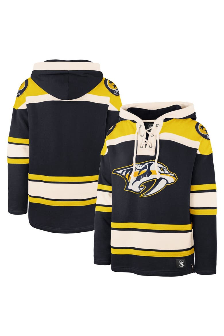 Men's '47 Navy Nashville Predators Superior Lacer Pullover Hoodie, Main, color, Navy