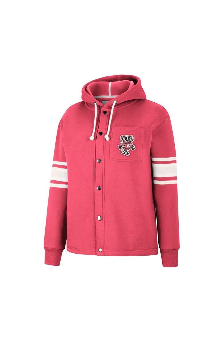COLOSSEUM Women's Colosseum Red Wisconsin Badgers Mia Striped Full-Snap Hoodie Jacket, Alternate, color, 