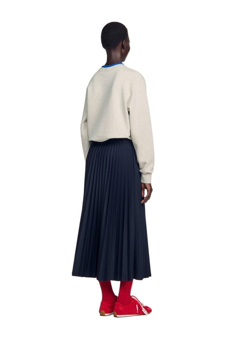 Long Pleated Skirt, Alternate, color, Navy blue