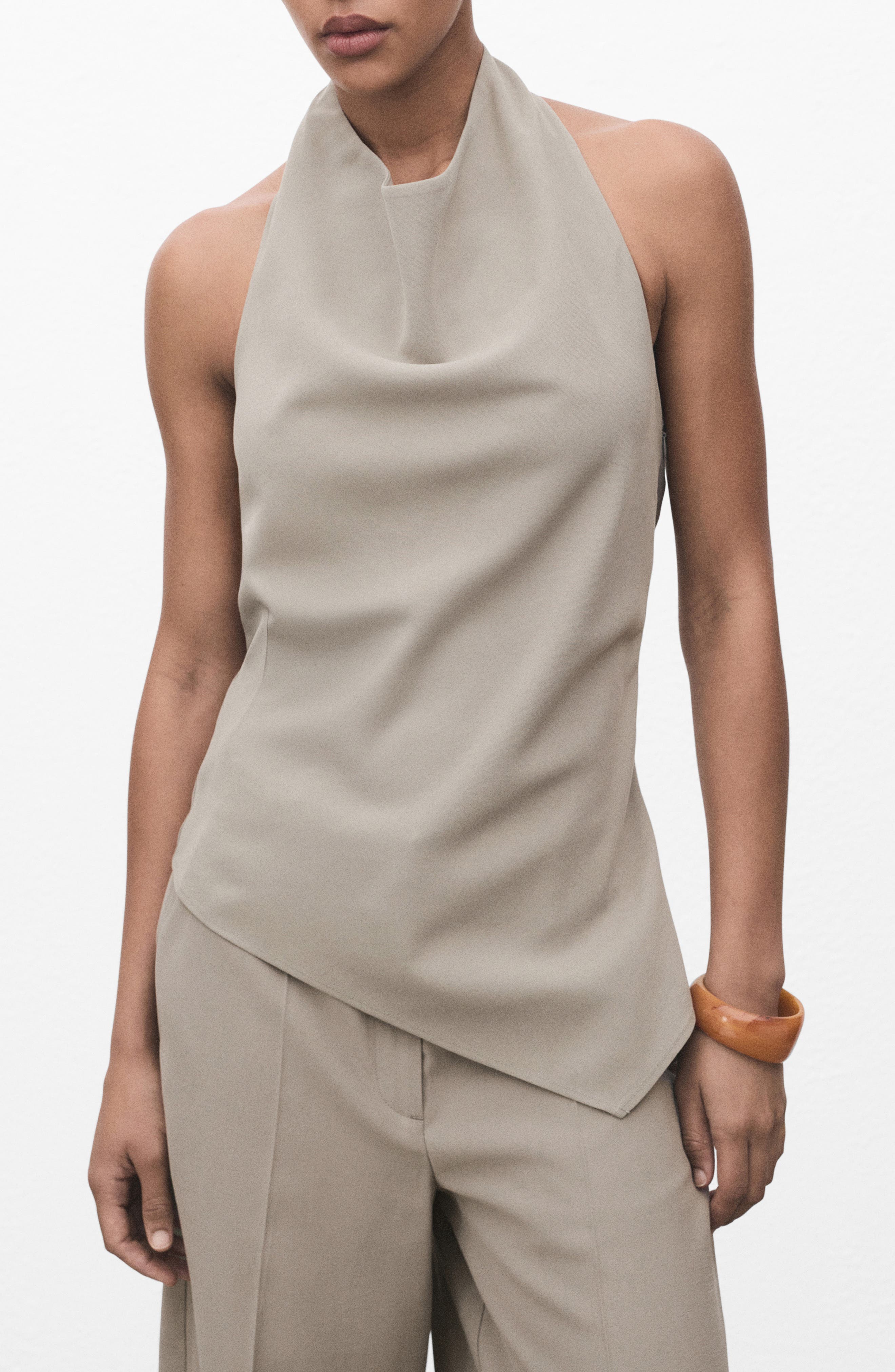 Asymmetric Open Back Halter Top