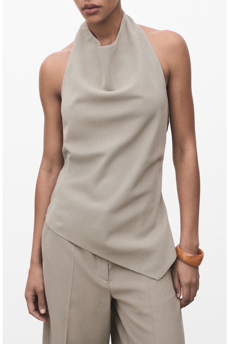 Asymmetric Open Back Halter Top, Main, color, GREY