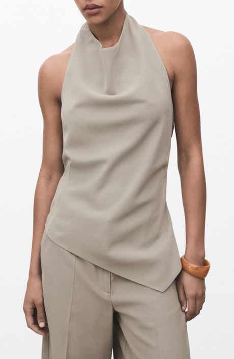 Asymmetric Open Back Halter Top