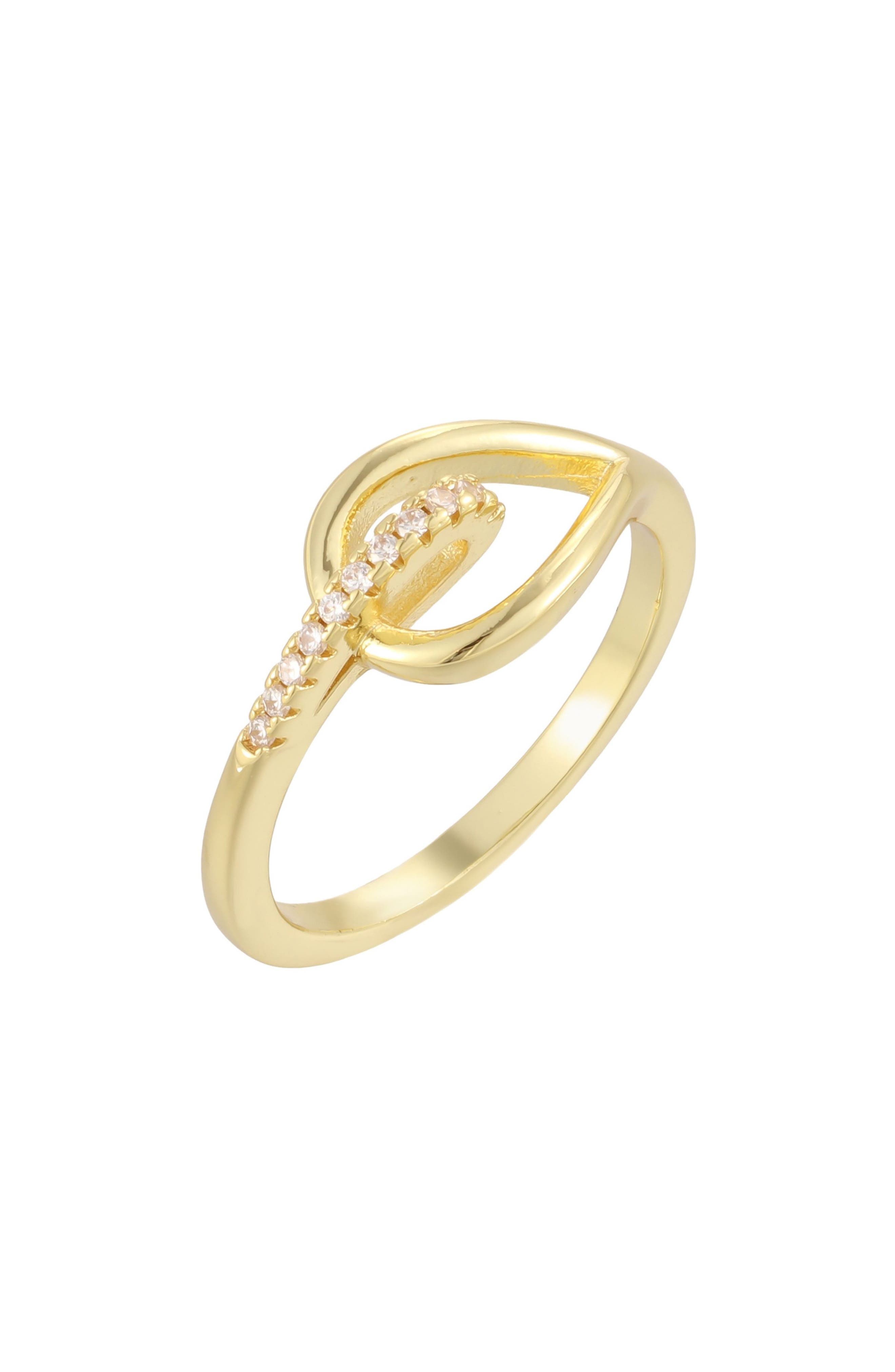 14k Gold Plated Cubic Zirconia Link Wrap Ring
