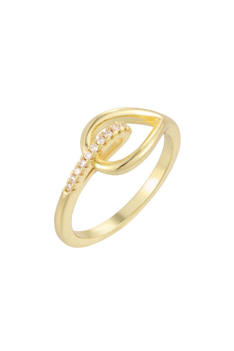 14k Gold Plated Cubic Zirconia Link Wrap Ring, Alternate, color, GOLD